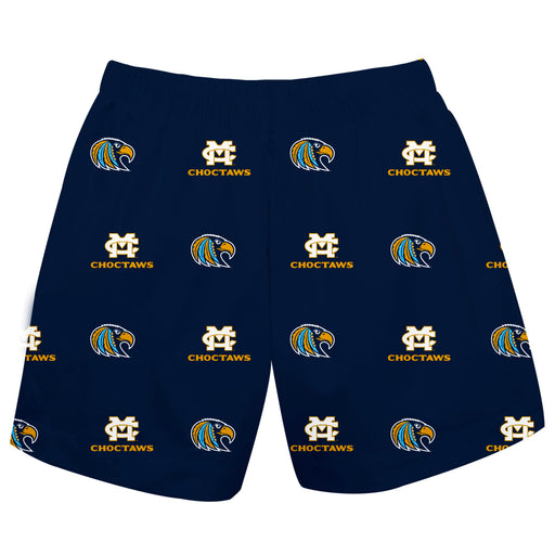 Mississippi College Choctaws Vive La Fete Boys Game Day All Over Logo Elastic Waist Classic Play Blue Pull On Short