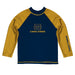 Mississippi College Choctaws Vive La Fete Logo Blue Gold Long Sleeve Raglan Rashguard
