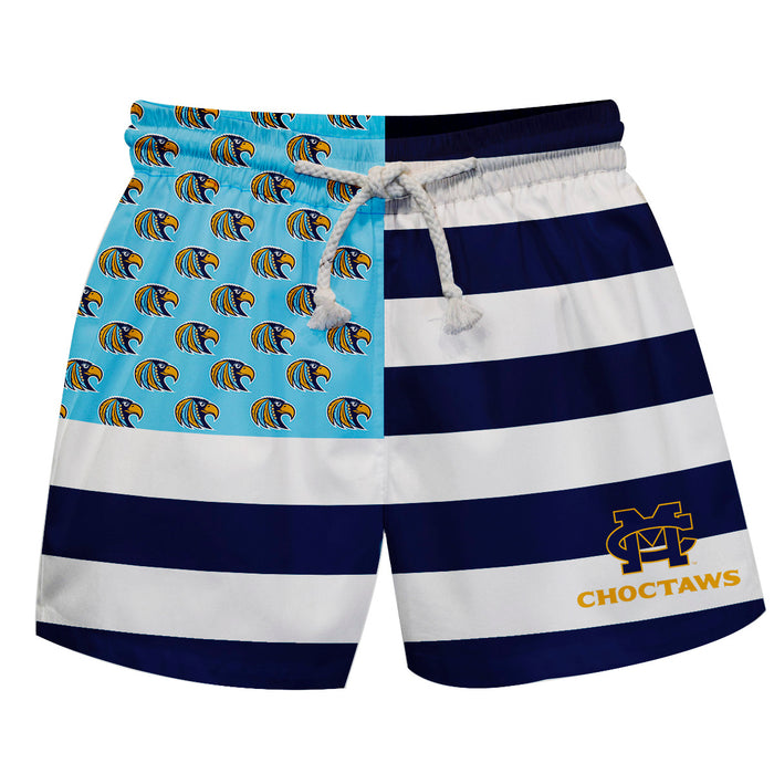 Mississippi College Choctaws Vive La Fete Game Day Blue White Flag Swimtrunks V1