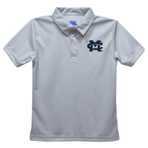 Mississippi College Choctaws Embroidered Gray Short Sleeve Polo Box Shirt