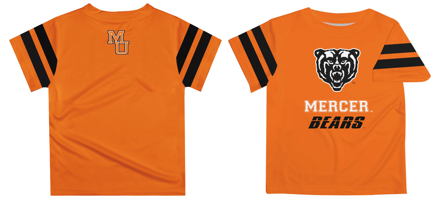 Mercer Bears MU Vive La Fete Boys Game Day Orange Short Sleeve Tee with Stripes on Sleeves - Vive La Fête - Online Apparel Store