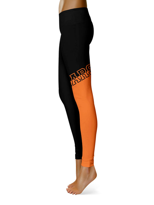 Mercer University Bears MU Vive la Fete Game Day Collegiate Leg Color Block Women Black Orange Yoga Leggings - Vive La Fête - Online Apparel Store