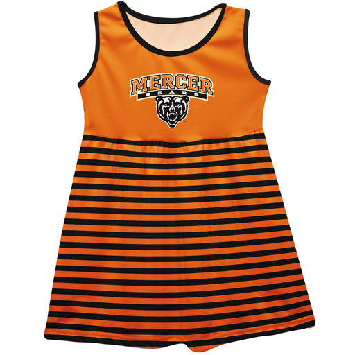 Mercer University Bears MU Vive La Fete Girls Game Day Sleeveless Tank Dress Solid Orange Logo Stripes on Skirt - Vive La Fête - Online Apparel Store