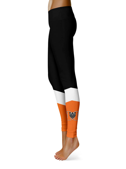 Mercer University Bears MU Vive la Fete Game Day Collegiate Ankle Color Block Women Black Orange Yoga Leggings - Vive La Fête - Online Apparel Store