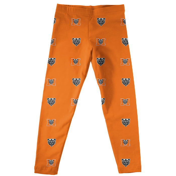 Mercer University Bears MU Vive La Fete Girls Game Day All Over Logo Elastic Waist Classic Play Orange Leggings Tights - Vive La Fête - Online Apparel Store