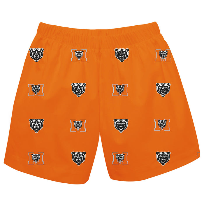 Mercer University Bears MU Vive La Fete Boys Game Day All Over Logo Elastic Waist Classic Play Orange Pull On Short - Vive La Fête - Online Apparel Store