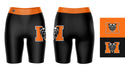 Mercer Bears MU Vive La Fete Game Day Logo on Thigh and Waistband Black and Orange Women Bike Short 9 Inseam" - Vive La Fête - Online Apparel Store