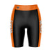 Mercer University Bears MU Vive La Fete Game Day Logo on Waistband and Orange Stripes Black Women Bike Short 9 Inseam