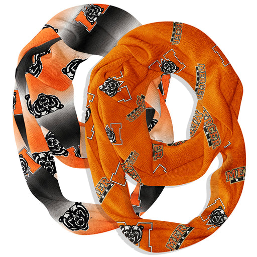 Mercer Bears MU Vive La Fete All Over Logo Game Day Collegiate Women Set of 2 Light Weight Ultra Soft Infinity Scarfs