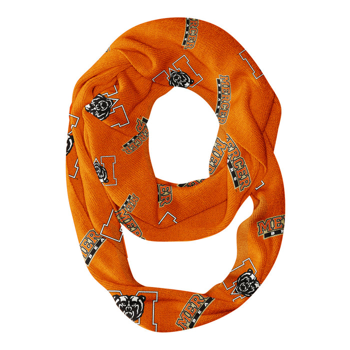 Mercer Bears MU Vive La Fete Repeat Logo Game Day Collegiate Women Light Weight Ultra Soft Infinity Scarf