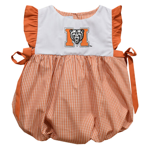 Mercer University Bears MU Embroidered Orange Gingham Girls Bubble