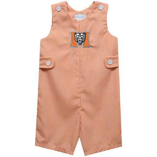 Mercer University Bears MU Embroidered Orange Gingham Boys Jon Jon