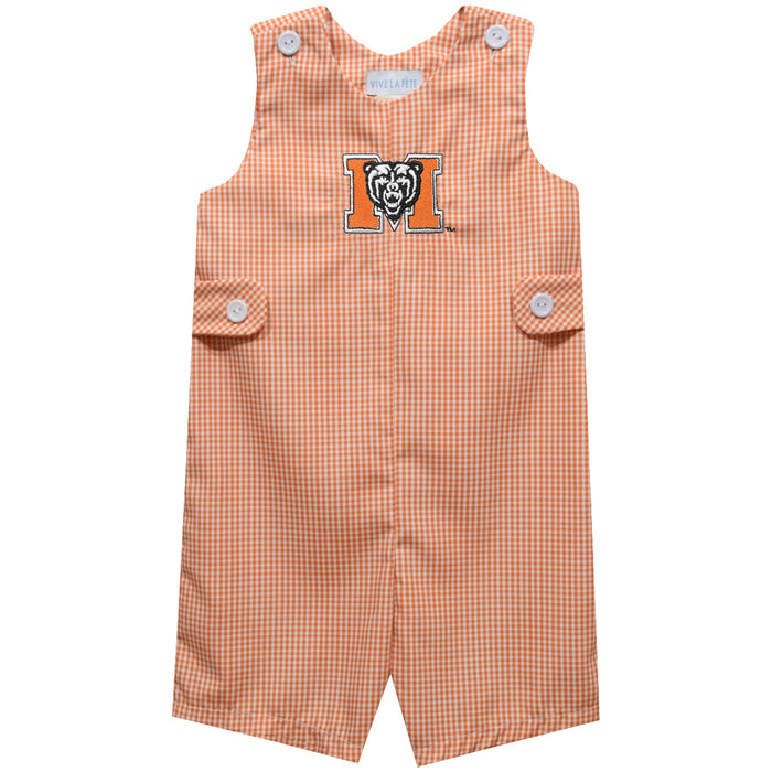 Mercer University Bears MU Embroidered Orange Gingham Boys Jon Jon