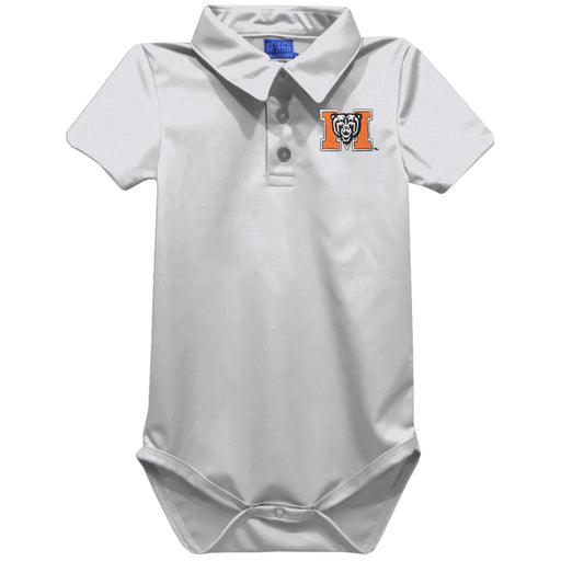 Mercer University Bears MU Embroidered White Solid Knit Polo Onesie