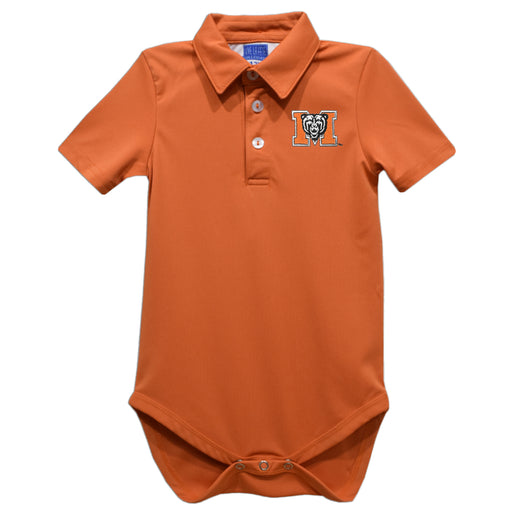 Mercer University Bears MU Embroidered Orange Solid Knit Polo Onesie