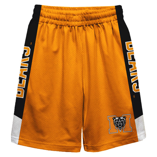 Mercer Bears MU Vive La Fete Game Day Orange Stripes Boys Solid Black Athletic Mesh Short