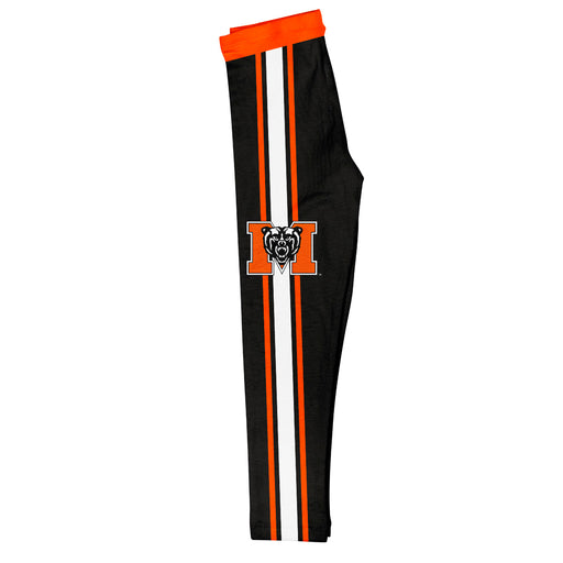 Mercer Bears MU Vive La Fete Girls Game Day Black with Orange Stripes Leggings Tights