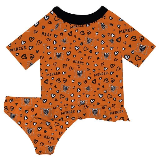 Mercer University Bears MU Vive La Fete All Over Logo Orange Long Sleeve Bikini Set