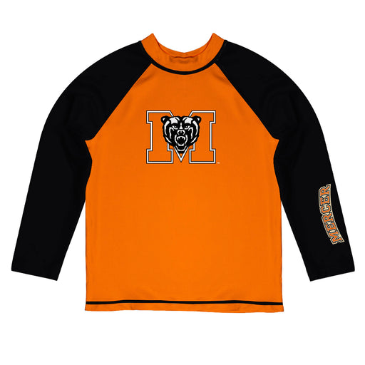 Mercer Bears MU Vive La Fete Logo Orange Black Long Sleeve Raglan Rashguard
