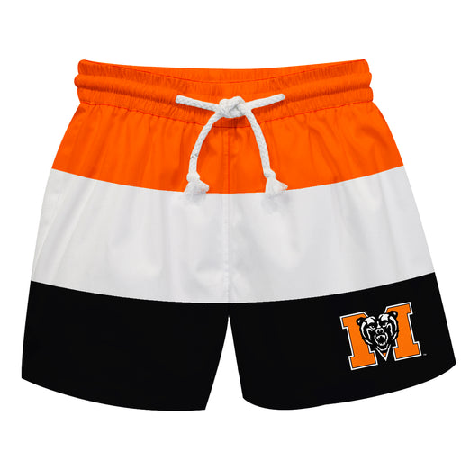 Mercer Bears MU Vive La Fete Orange White Black Stripes Swimtrunks V1