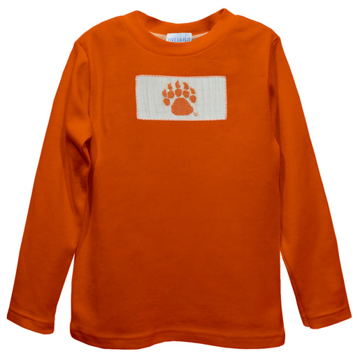 Mercer University Bears MU Smocked Orange Knit Long Sleeve Boys Tee Shirt