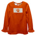 Mercer University Bears MU Smocked Orange  Knit Ruffle Long Sleeve Girls Tshirt