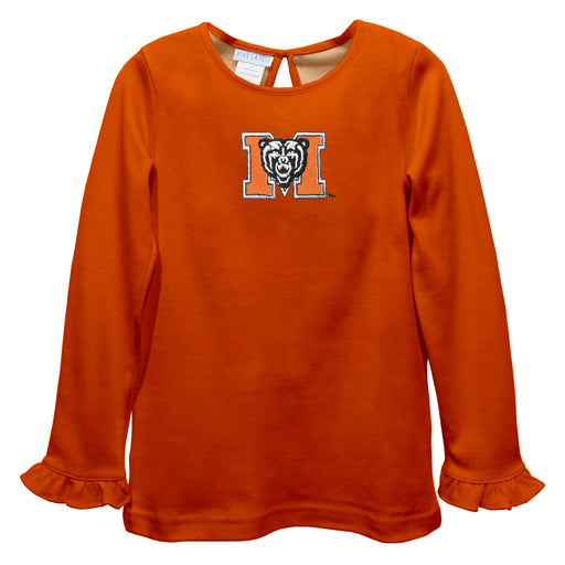 Mercer University Bears MU Embroidered Orange Knit Long Sleeve Girls Blouse