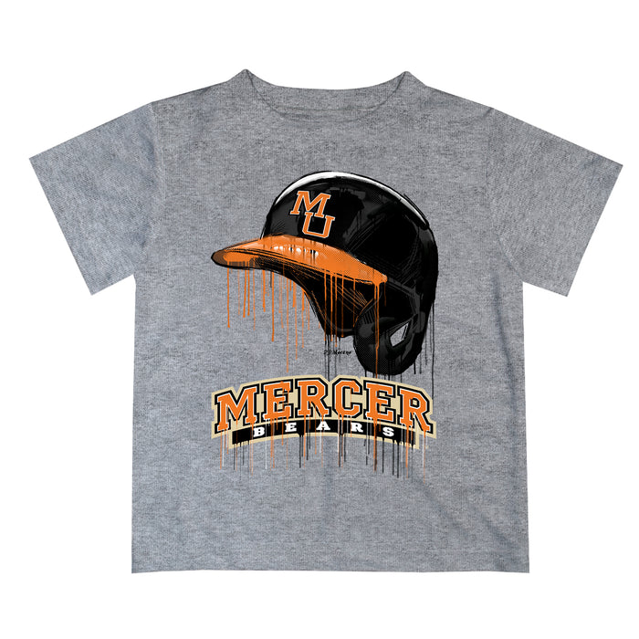 Mercer University Bears MU Original Dripping Baseball Hat Gray T-Shirt by Vive La Fete