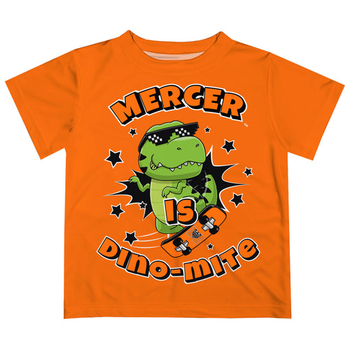 Mercer University Bears MU Vive La Fete Dino-Mite Boys Game Day Orange Short Sleeve Tee