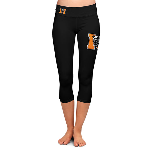 Mercer Bears MU Vive La Fete Game Day Collegiate Large Logo on Thigh and Waist Women Black Capri Leggings