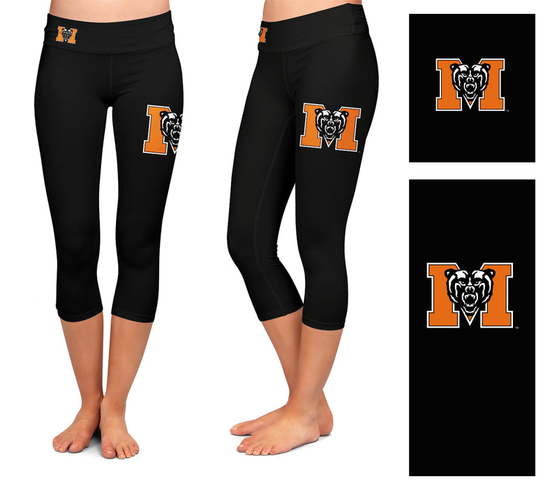 Mercer Bears MU Vive La Fete Game Day Collegiate Large Logo on Thigh and Waist Women Black Capri Leggings - Vive La Fête - Online Apparel Store