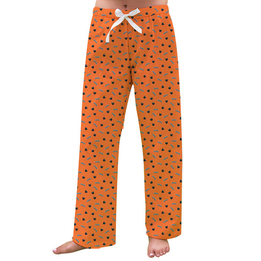 Mercer Bears MU Vive La Fete Game Day All Over Logo Women Orange Lounge Pants