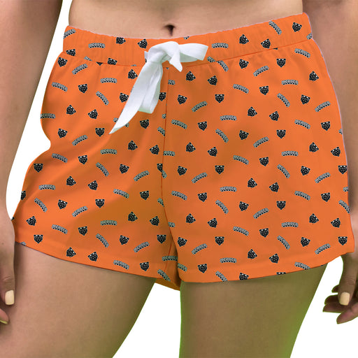 Mercer Bears MU Vive La Fete Game Day All Over Logo Women Orange Lounge Shorts