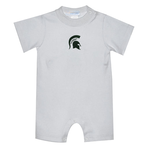 Michigan State Spartans Embroidered White Knit Short Sleeve Boys Romper