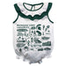 Michigan State Spartans  White Hand Sketched Vive La Fete Impressions Artwork Sleeveless Ruffle Onesie Bodysuit