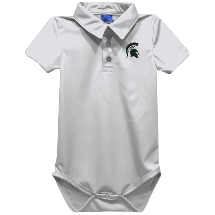 Michigan State Spartans Embroidered White Solid Knit Polo Onesie
