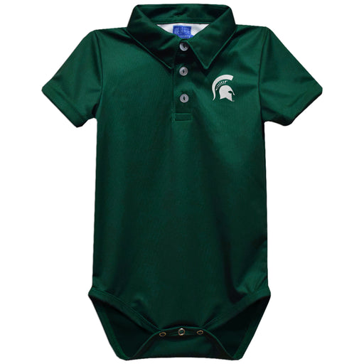 Michigan State Spartans Embroidered Hunter Green Solid Knit Polo Onesie