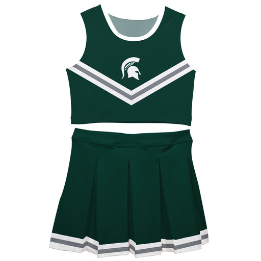 Michigan State Spartans Vive La Fete Game Day Green Sleeveless Cheerleader Set V2