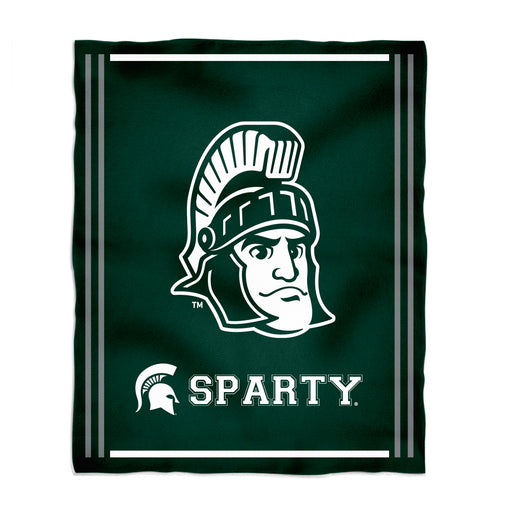 Michigan State Spartans Vive La Fete Kids Game Day Green Plush Soft Minky Blanket 36 x 48 Mascot