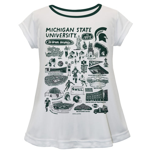 Michigan State Spartans Hand Sketched Vive La Fete Impressions Artwork White Short Sleeve Top