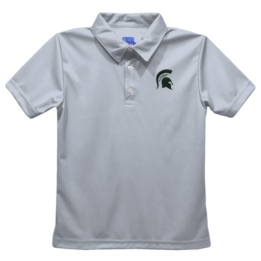Michigan State Spartans Embroidered Gray Short Sleeve Polo Box Shirt