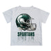 Michigan State Spartans Original Dripping Football Helmet White T-Shirt by Vive La Fete