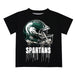 Michigan State Spartans Original Dripping Football Helmet Black T-Shirt by Vive La Fete