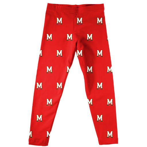 Maryland Terrapins Vive La Fete Girls Game Day All Over Logo Elastic Waist Classic Play Red Leggings Tights - Vive La Fête - Online Apparel Store