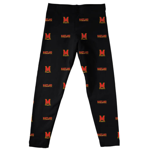 Maryland Terrapins Vive La Fete Girls Game Day All Over Logo Elastic Waist Classic Play Black Leggings Tights - Vive La Fête - Online Apparel Store