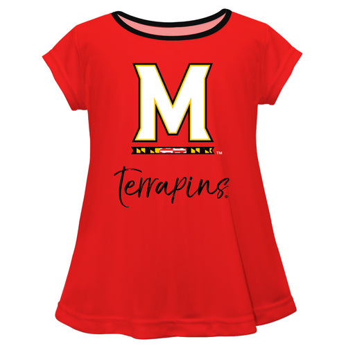 Maryland Terrapins Vive La Fete Girls Game Day Short Sleeve Red Top with School Logo and Name - Vive La Fête - Online Apparel Store