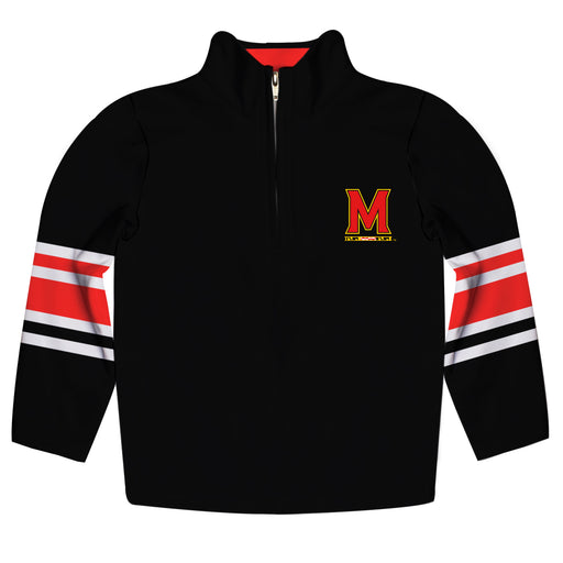 Maryland Terrapins Vive La Fete Game Day Black Quarter Zip Pullover Stripes on Sleeves - Vive La Fête - Online Apparel Store