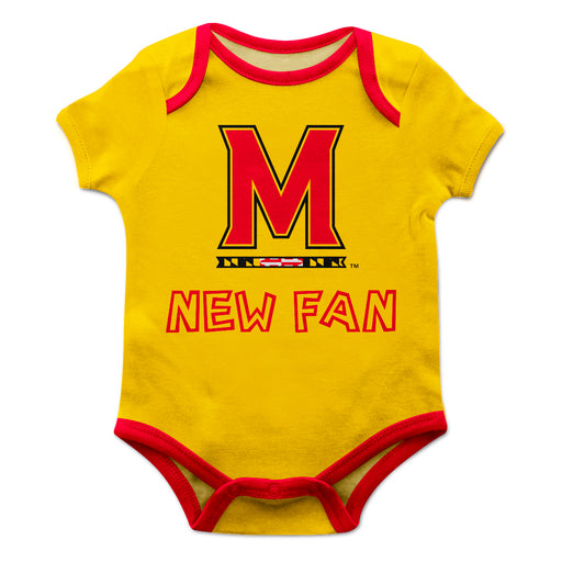 Maryland Terrapins Vive La Fete Infant Yellow Short Sleeve Onesie New Fan Logo and Mascot Bodysuit