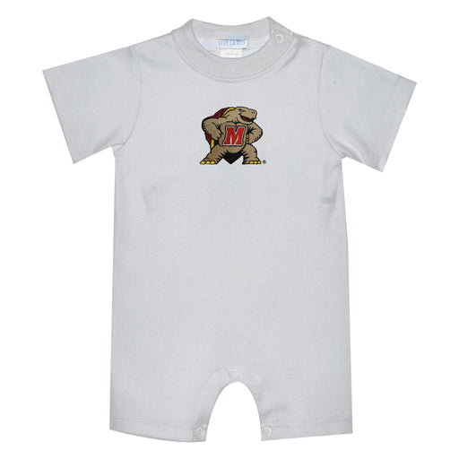 University of Maryland Terrapins Embroidered White Knit Short Sleeve Boys Romper