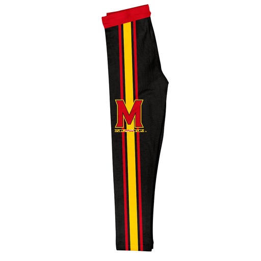 University of Maryland Terrapins Vive La Fete Girls Game Day Black with Red Stripes Leggings Tights